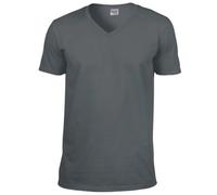GILDAN T- Shirt Doux à col en V, Gris (Anthracite), L Homme