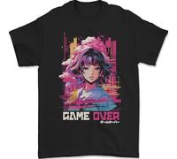 Gildan T-shirt en coton pour homme Motif jeux vidéo Anime Game Over, Noir , M