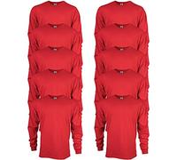 Gildan T-shirt en Ultra Coton, à Manches Longues, Style G2400 Homme, Rouge, S, (Lot de 10)