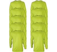 Gildan T-shirt en Ultra Coton, à Manches Longues, Style G2400 Homme, Vert (Safety Green), L, (Lot de 10)
