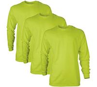Gildan T-shirt en Ultra Coton, à Manches Longues, Style G2400 Homme, Vert (Safety Green), L, (Lot de 3)