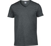 Gildan T-shirt homme Soft Style, col V, manches courtes BC490 (M) (Gris foncé chiné)