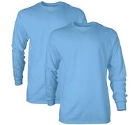 Gildan Ultra Cotton Long Sleeve T-Shirt, Style G2400, Multipack, Bleu Caroline (Lot de 2), Homme