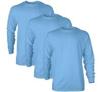 Gildan Ultra Cotton Long Sleeve T-Shirt, Style G2400, Multipack, Bleu Caroline (Lot de 3), Homme