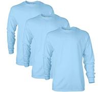 Gildan Ultra Cotton Long Sleeve T-Shirt, Style G2400, Multipack, Bleu Clair (Lot de 3), XL Homme