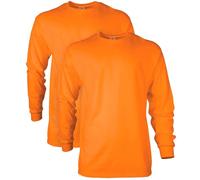 Gildan Ultra Cotton Long Sleeve T-Shirt, Style G2400, Multipack Chemise, Orange de sécurité (Lot de 2), XXL Homme