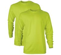 Gildan Ultra Cotton Long Sleeve T-Shirt, Style G2400, Multipack Chemise, Vert sécurité, XXL (Lot de 2) Homme