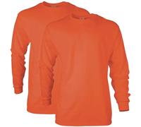 Gildan Ultra Cotton Long Sleeve T-Shirt, Style G2400, Multipack, Orange, L (Lot de 2) Homme