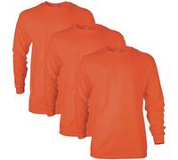 Gildan Ultra Cotton Long Sleeve T-Shirt, Style G2400, Multipack, Orange (Lot de 3), Homme