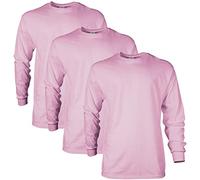 Gildan Ultra Cotton Long Sleeve T-Shirt, Style G2400, Multipack, Rose Clair (Lot de 3), Homme