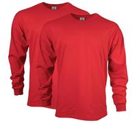 Gildan Ultra Cotton Long Sleeve T-Shirt, Style G2400, Multipack, Rouge, L (Lot de 2) Homme