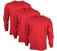 Gildan Ultra Cotton Long Sleeve T-Shirt, Style G2400, Multipack, Rouge (Lot de 3), 3XL Homme
