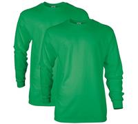 Gildan Ultra Cotton Long Sleeve T-Shirt, Style G2400, Multipack, Vert Irlandais (Lot de 2), Homme