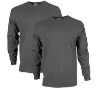 Gildan Ultra Cotton Lot de 2 t-Shirts à Manches Longues pour Adulte Chemise, Charbon, 3XL Homme