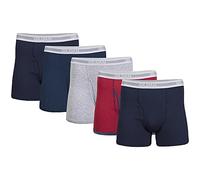 Gildan Boxer Court pour Homme Boxeur ajusté, Bleu Marine/Bleu Marine/Gris Sport/Pois/Bleu Marine (Lot de 5), XXL