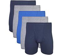 Gildan Underwear Covered Waistband Boxer Briefs, Multipack Boxeur ajusté, Bleu, M (Lot de 5) Homme