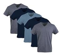 Gildan T- Shirts mit V-Ausschnitt, Multipack, Stil G1103 sous-vêtement, Bleu Marine/Bleu Marine chiné/Bleu Indigo (Lot de 5), Hommes