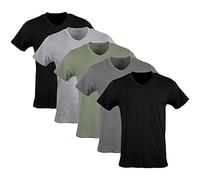 Gildan V-Ausschnitt T-Shirts Multipack Style G1103 sous-vêtement, Noir/Gris Sport/Anthracite/Vert Militaire (Lot de 5), Hommes