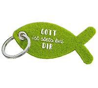 GILDE - 49088 - Porte-clés, poisson, Dieu est toujours avec vous, feutre, 10,5 cm, vert, vert, 10,5cm