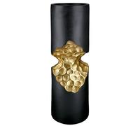 GILDE Bougeoir Favo - Doré/Noir - Cylindrique - Aluminium - Hauteur 40 cm x Ø 13 cm