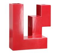 GILDE Bougeoir Vase Patras - Céramique - Rouge Mat - Hauteur 26 cm x Largeur 26 cm - Objet de décoration