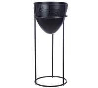 GILDE Cache-Pot Labyrinthe en métal - Noir Mat - Hauteur 57 cm x Ø 24 cm - Décoration