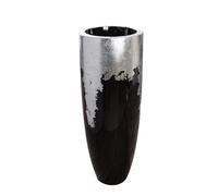 GILDE Cache-Pot XXL cône en Fibre de Verre - Noir/argenté - Brillant - Hauteur 100 cm x Ø 38 cm