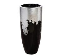 GILDE Cache-Pot XXL cône en Fibre de Verre - Noir/argenté - Brillant - Hauteur 80 cm x Ø 36 cm