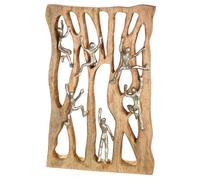 GILDE Climbing Wall Objet mural en bois de manguier - Naturel - Rectangulaire - Hauteur 43 cm x largeur 26 cm - Motif escalade