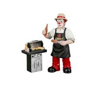 GILDE Clown Chefgriller en résine, Cadeau de Barbecue, Figurine décorative et Objet de Collection, Multicolore, 15 cm de Haut, 13 cm de Large, 7 cm de Profondeur