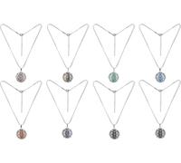 GILDE Collier en laiton avec fleur de vie dans le présentoir, ruban en tissu, pierre avec signification