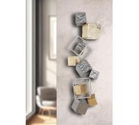 GILDE Cubes muraux en métal anthracite, doré, rugueux, martelé, 92 x 30 cm, aspect métallique, décoration artistique, accessoire d'intérieur