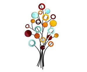 Gilde Décoration murale en relief - Image XL - Arbre de vie - Multicolore en métal - H 97 cm l 51 cm