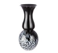 GILDE Deko Pokal Vase Noir Blanc - Vase de décoration Moderne Objet en Verre Vase de Fleurs Fait Main en Verre coloré - Hauteur 36,5 cm