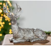 GILDE Figurine, cerf, "Dancer", résine synthétique, argenté, , L. 10 cm, l. 21 cm, H. 22,5 cm 26462