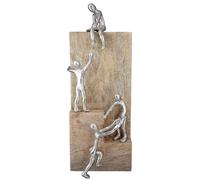 GILDE Figurine décorative en Bois de manguier en Aluminium - Décoration de Salon - Cadeau de Noël ou d'anniversaire - Couleur : Argent Naturel - Hauteur : 39 cm
