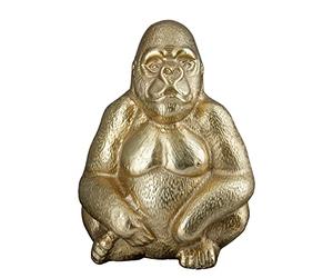 GILDE Figurine décorative en Forme d'animaux Gorilla - Art Moderne et décoration en résine - Couleur : Or - Hauteur : 27 cm