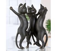 GILDE Figurine Gatto - Résine Noir Aspect Métallique Chat H 30,5 cm l 26 cm P 21 cm - Décoration, Sculpture, Accessoire de Maison, Cadeau