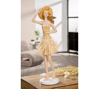 GILDE Figurine Suzanne en résine Femme rayée crème/Blanc Mat 59 cm de Haut, 19 cm de Large, 15 cm de Profondeur
