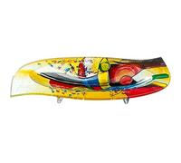 GILDE GLAS art Bol décoratif en verre peint à la main - Multicolore avec pierres en verre posées - Cadeau pour femme - Décoration de salon - 55 x 28 cm