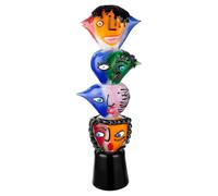 GILDE GLAS art Objet de décoration Formanos Tête en Verre - Multicolore - Hauteur 86 cm x Largeur 31 cm - 4 Visages