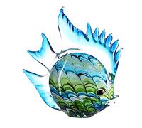 GILDE GLAS art Sculpture en Verre - Fun Fish - Superbe Jeu de Couleurs en Bleu, Vert H 30 cm