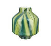 GILDE Glas Art Vase décoratif en Verre bombé - Vase à Fleurs - Cadeau d'anniversaire pour Femme - Couleur : Vert Blanc Hauteur 22 cm