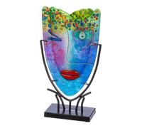 GILDE GLAS art Vase décoratif, en Verre, Peint à la Main, avec Support en métal, décoration de Salon, Hauteur 38,5 cm, Multicolore