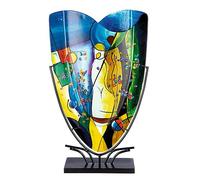 GILDE GLAS art Vase décoratif en Verre sur Pied en métal - Décoration de Salon - Cadeaux pour Femme - Anniversaire de Noël - Multicolore - Hauteur 58 cm