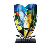GILDE GLAS art Vase décoratif en Verre sur Pied en métal - Décoration de Salon - Cadeaux pour Femme - Anniversaire de Noël - Multicolore - Hauteur 47 cm