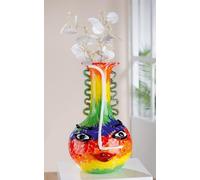 GILDE GLAS art Vase décoratif pour Le Visage - Vase en Verre coloré - Décoration de Salon - Cadeau pour Femmes et Hommes - Hauteur : 34 cm - Multicolore