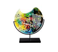 GILDE GLAS art Vase décoratif Rond Peint à la Main sur Pied en métal Noir Hauteur 37 cm