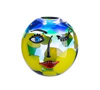 GILDE GLAS art Vase décoratif - Vase en Verre - Objet d'art - Vase en Verre - Couleur : Bleu Jaune - Hauteur : 24 cm - Diamètre : 25 cm