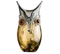 GILDE GLAS art Vase Design Hibou - Objet décoratif Fait à la Main en Verre H 27 cm, 2_Marron-Gris